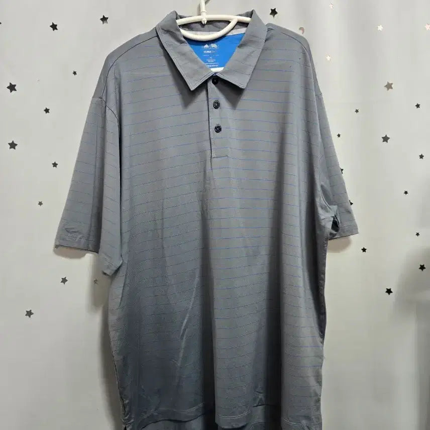 [BUNJANG] Adidas Gray Stripe Polo Shirt XL / 아디다스 그레이 스트라이프 반팔 폴로티 XL