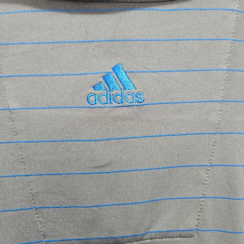 [BUNJANG] Adidas Gray Stripe Polo Shirt XL / 아디다스 그레이 스트라이프 반팔 폴로티 XL