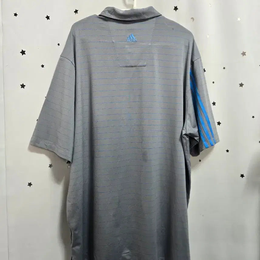 [BUNJANG] Adidas Gray Stripe Polo Shirt XL / 아디다스 그레이 스트라이프 반팔 폴로티 XL