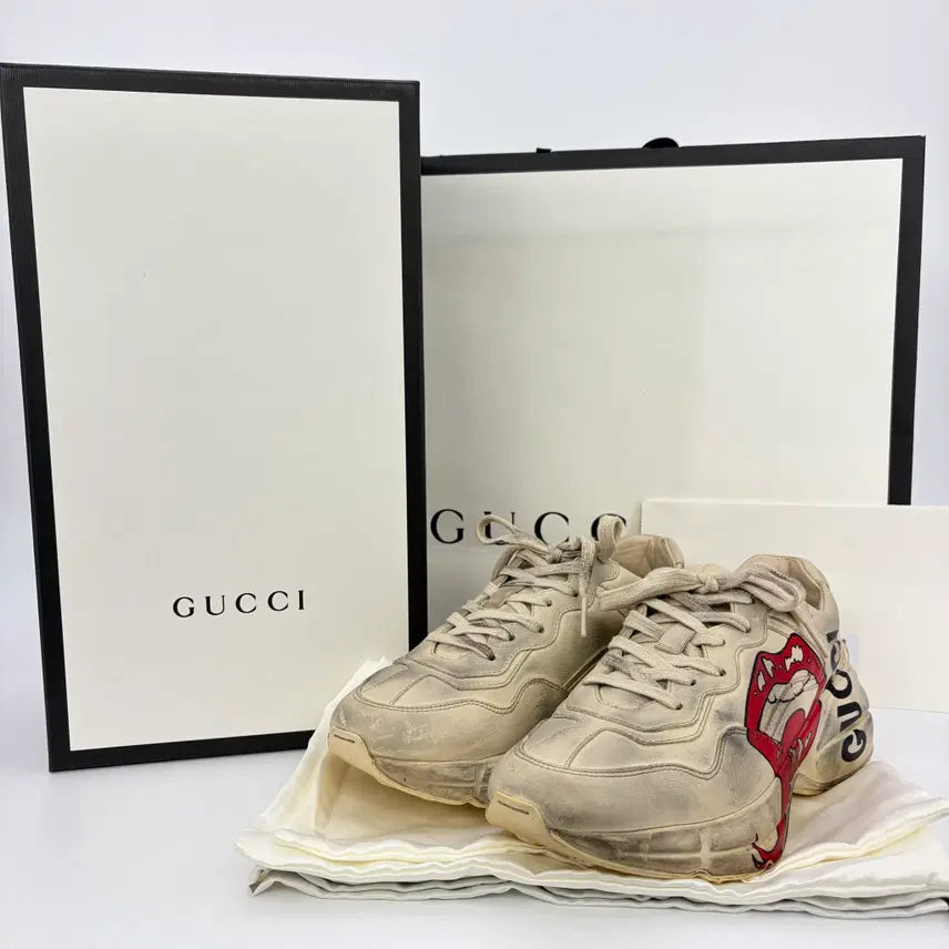[BUNJANG] Gucci Dirty Lips Logo Rhyton Sneakers / 구찌 더티 입술로고 라이톤 스니커즈