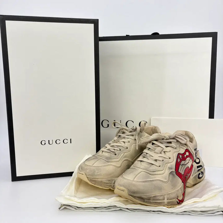 [BUNJANG] Gucci Dirty Lips Logo Rhyton Sneakers / 구찌 더티 입술로고 라이톤 스니커즈