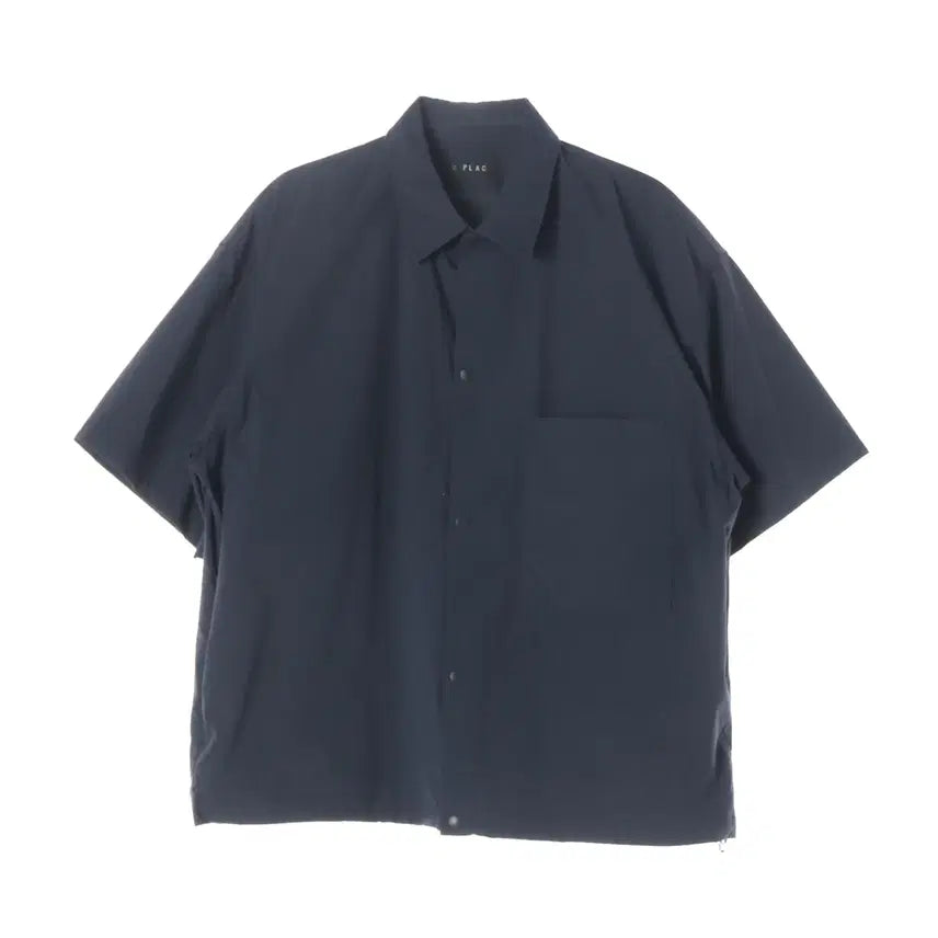 [BUNJANG] PLAC 22SS Oversized Pocket Navy Short Sleeve Shirt / 플랙 22SS 오버핏 포켓 네이비 반팔 셔츠