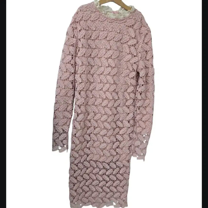 [BUNJANG] Pink Lace Long Sleeve Dress / 레이스 핑크 롱 슬리브 원피스
