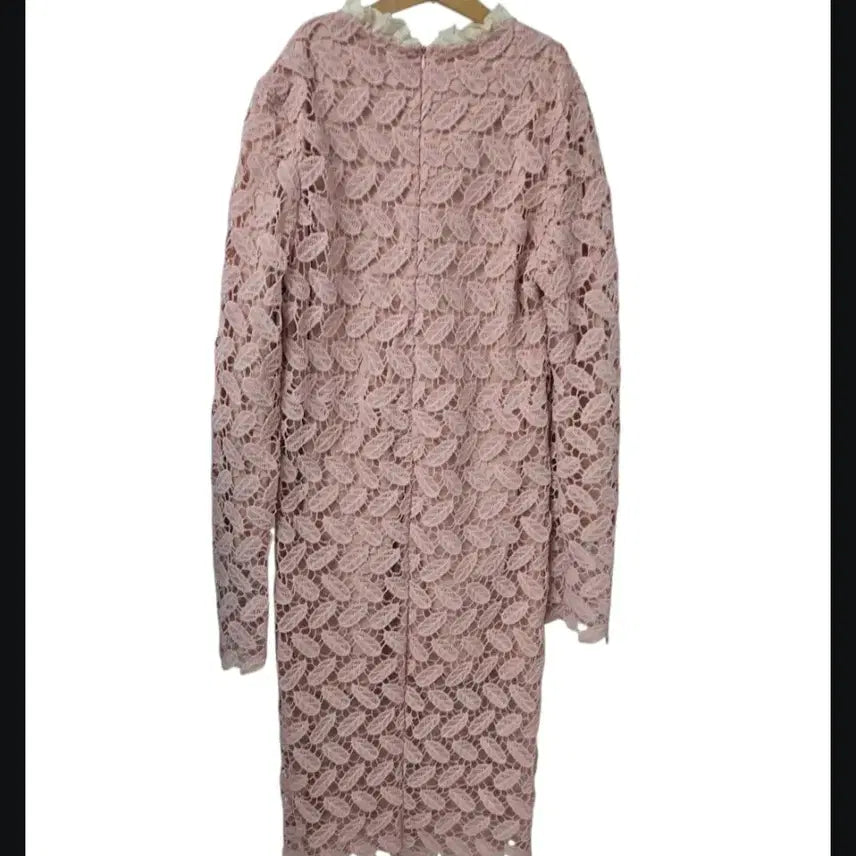 [BUNJANG] Pink Lace Long Sleeve Dress / 레이스 핑크 롱 슬리브 원피스