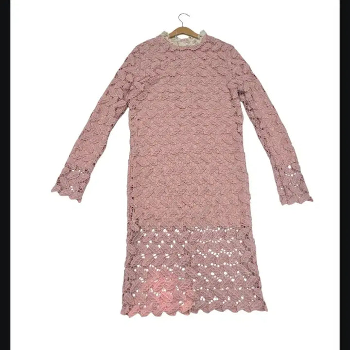 [BUNJANG] Pink Lace Long Sleeve Dress / 레이스 핑크 롱 슬리브 원피스