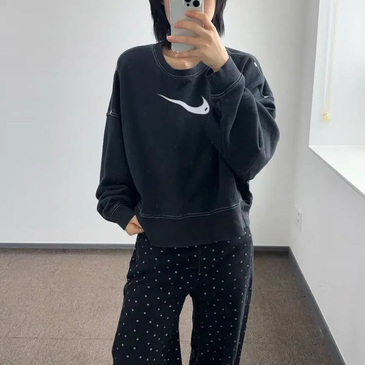 [SOLD OUT] Nike 나이키 빅로고 스티치 블랙 맨투맨