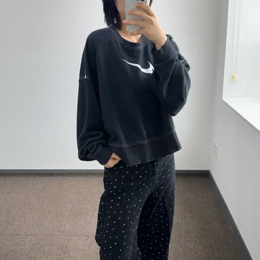 [SOLD OUT] Nike 나이키 빅로고 스티치 블랙 맨투맨