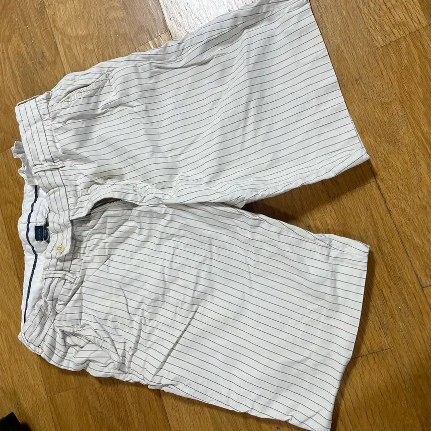 [BUNJANG] Polo Vertical Stripe Shorts White Cotton / 폴로 세로 스트라이프 반바지 34사이즈 화이트 면