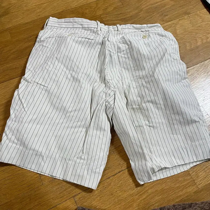 [BUNJANG] Polo Vertical Stripe Shorts White Cotton / 폴로 세로 스트라이프 반바지 34사이즈 화이트 면