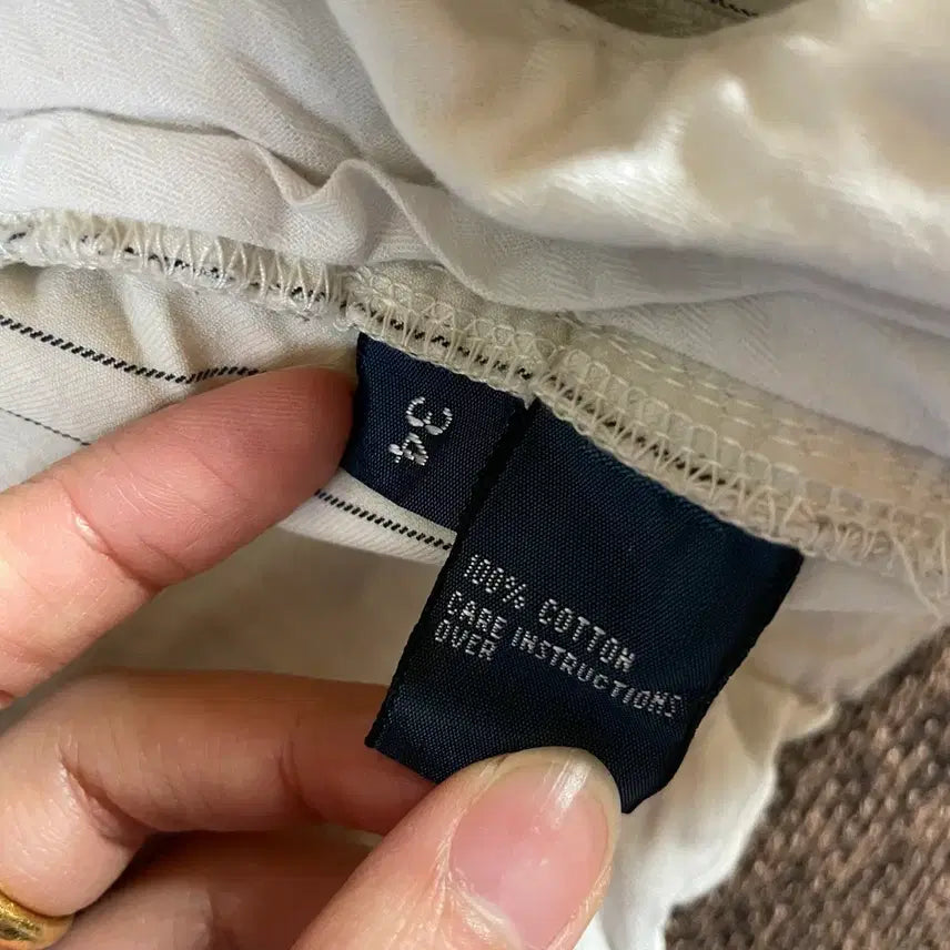 [BUNJANG] Polo Vertical Stripe Shorts White Cotton / 폴로 세로 스트라이프 반바지 34사이즈 화이트 면