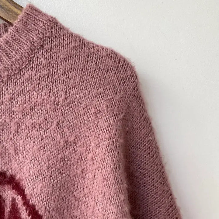 [BUNJANG] CHICKS Pink Heart Knit Sweater / CHICKS 핑크 하트 니트 스웨터