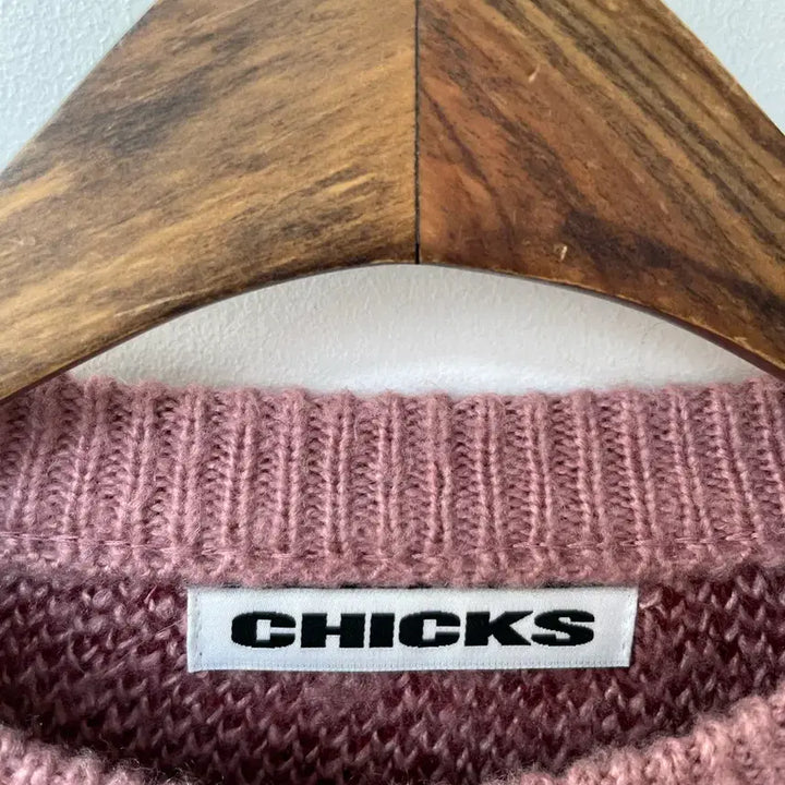 [BUNJANG] CHICKS Pink Heart Knit Sweater / CHICKS 핑크 하트 니트 스웨터