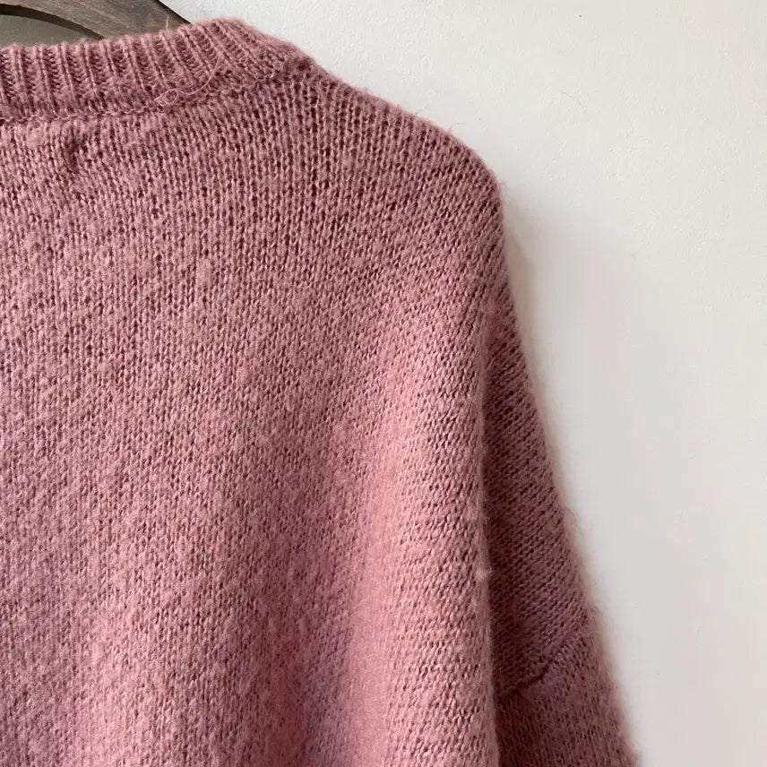 [BUNJANG] CHICKS Pink Heart Knit Sweater / CHICKS 핑크 하트 니트 스웨터