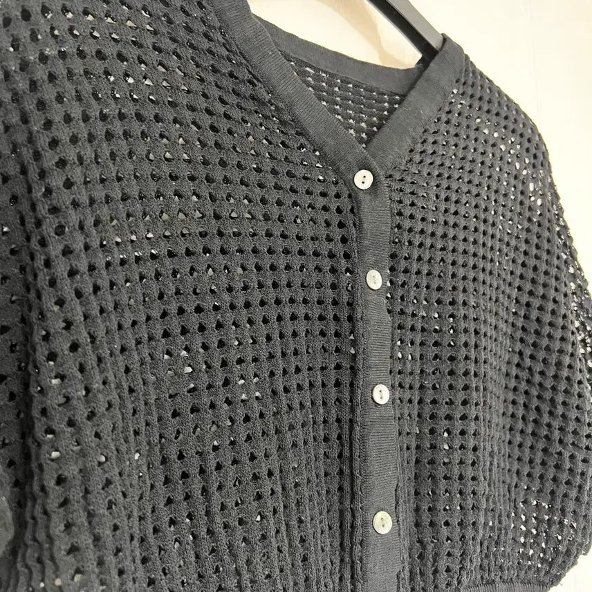 [BUNJANG] Black Net Bolero Crop Cardigan / 블랙 그물 볼레로 크롭 가디건