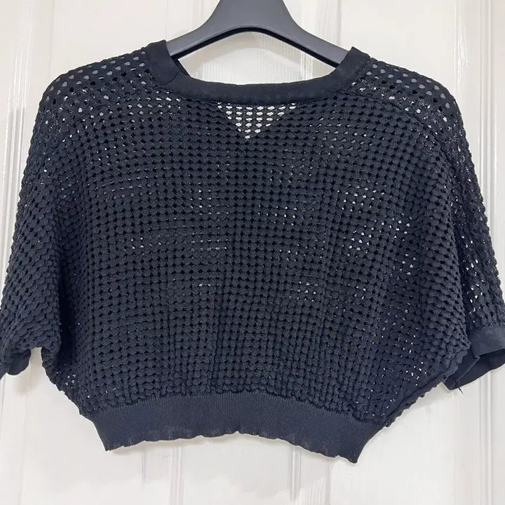 [BUNJANG] Black Net Bolero Crop Cardigan / 블랙 그물 볼레로 크롭 가디건