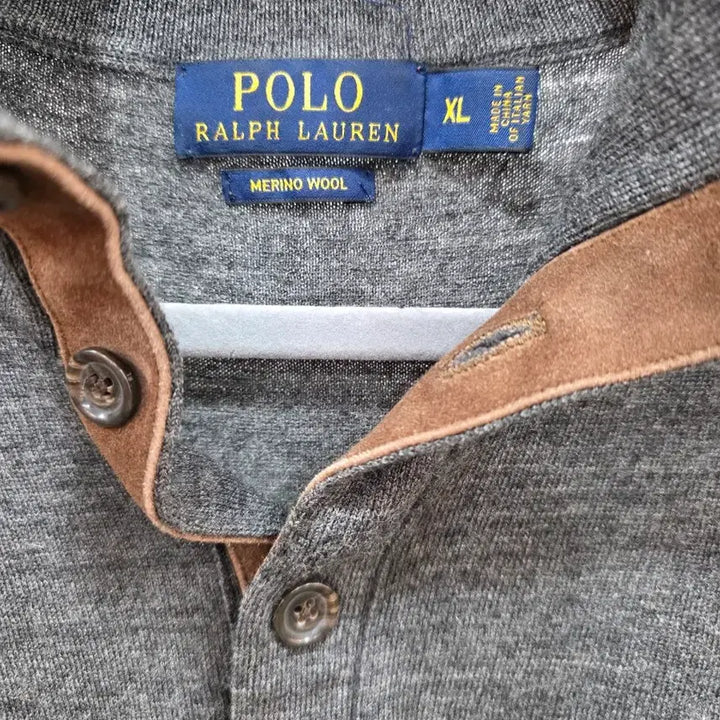 [BUNJANG] Polo Ralph Lauren Button-Neck Knit XL Gray / 폴로 랄프로렌 버튼넥 니트 XL 그레이