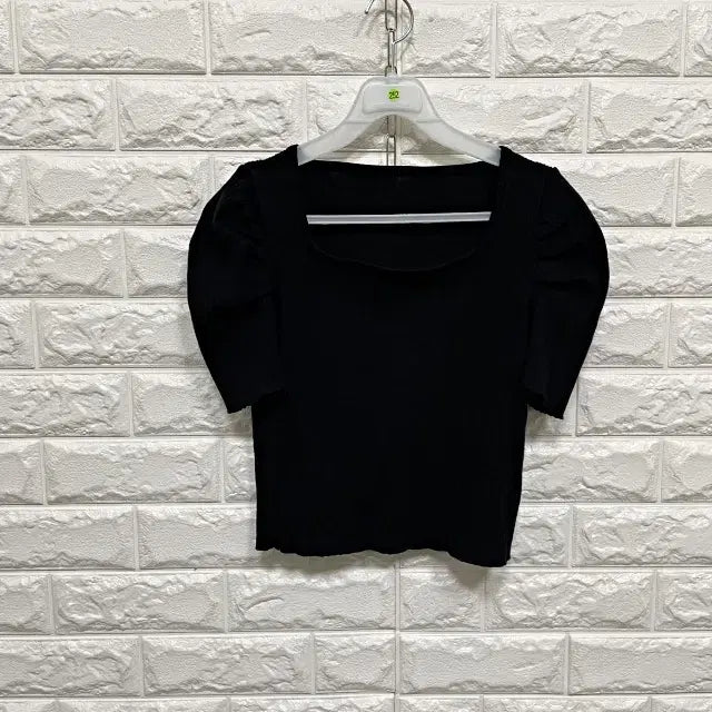 [BUNJANG] Square Neck Short Sleeve Knit T-shirt / ㅅ252 스퀘어넥 반팔 니트티셔츠
