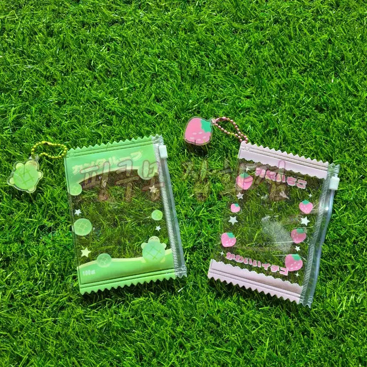 [BUNJANG] Lucky Turtle Strawberry PVC Zipper Bag Keyring Pouch / 행운의 거북이, 딸기 pvc 지퍼백 키링 파우치