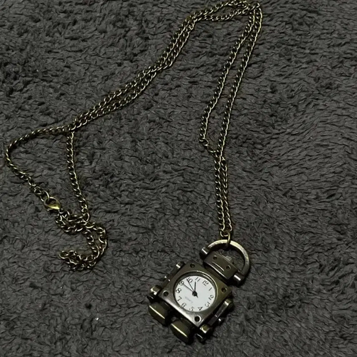 [BUNJANG] Robot Clock Necklace Keychain / [새상품] 로봇시계목걸이 키링 열쇠고리