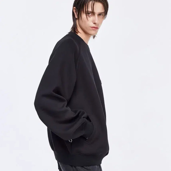 [BUNJANG] Songzio Zzero Hand Rope Crewneck Sweatshirt / 송지오 지제로 핸드로프 크루넥 블랙 - S 사이즈