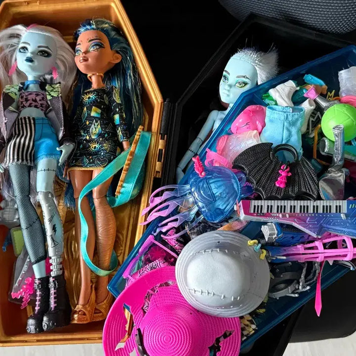 [BUNJANG] Monster High Frankie &amp; Cleo Doll Set / 몬스터하이돌 프랭키&amp;클레오 및 리페용 4구 +의상소품