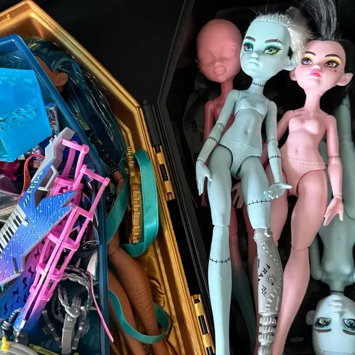 [BUNJANG] Monster High Frankie &amp; Cleo Doll Set / 몬스터하이돌 프랭키&amp;클레오 및 리페용 4구 +의상소품