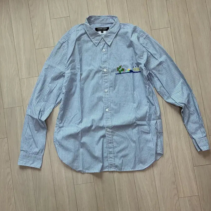 [BUNJANG] Comme des Garçons Stripe Cactus Embroidery Shirt / 꼼데가르송 스트라이프 선인장 자수 셔츠 M사이즈