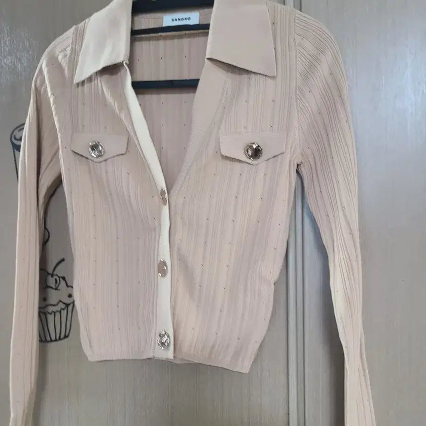 [BUNJANG] Sandro Beige Knit Cardigan / 산드로 베이지 니트 가디건
