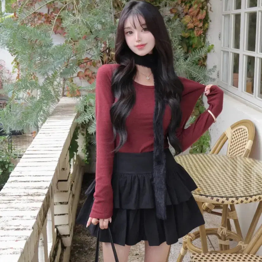 [BUNJANG] Mayyun Corduroy Skirt Pants - Black, M Size / 메이윤 코듀로이 캉캉 치마바지 M사이즈 블랙 새상품