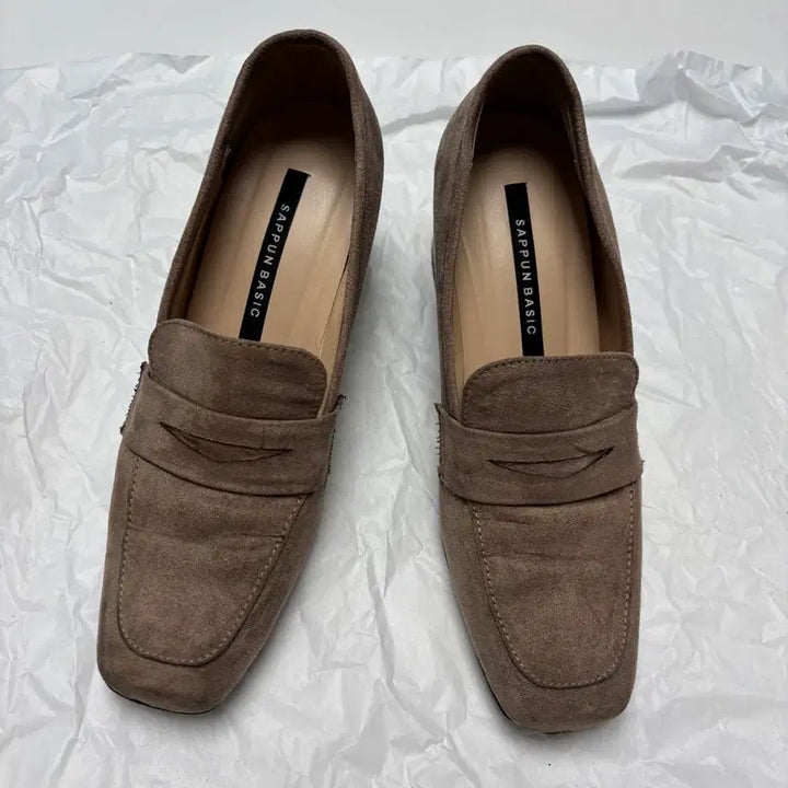[BUNJANG] SAPPUN Fomier Mocha Dark Beige Brown Suede Loafers / 사뿐 포미에 모카 다크 베이지 브라운 스웨이드 로퍼 신발 230