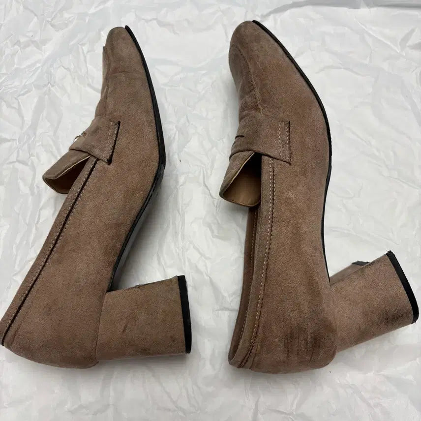 [BUNJANG] SAPPUN Fomier Mocha Dark Beige Brown Suede Loafers / 사뿐 포미에 모카 다크 베이지 브라운 스웨이드 로퍼 신발 230