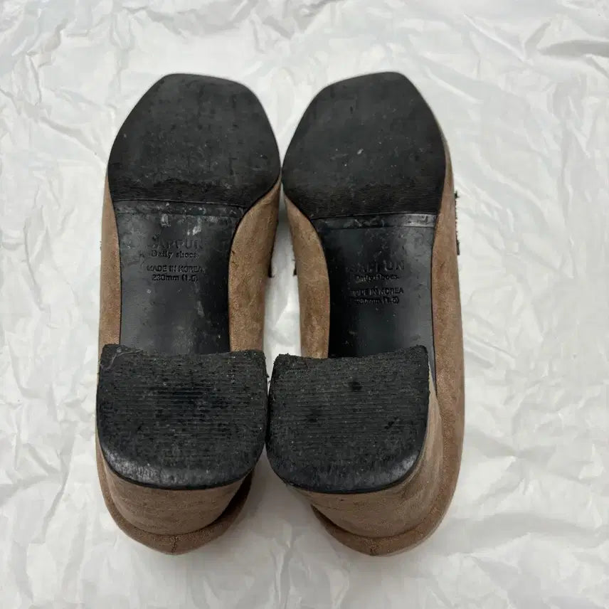 [BUNJANG] SAPPUN Fomier Mocha Dark Beige Brown Suede Loafers / 사뿐 포미에 모카 다크 베이지 브라운 스웨이드 로퍼 신발 230