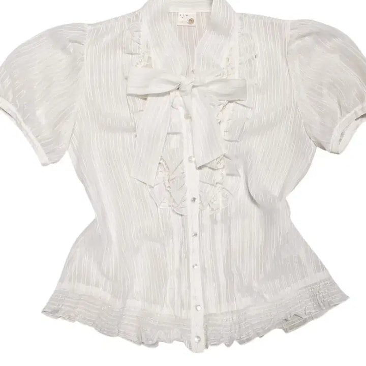 [BUNJANG] Vintage Frill Lace Ribbon Romantic Blouse / 빈티지 프릴 레이스 리본 로맨틱 블라우스