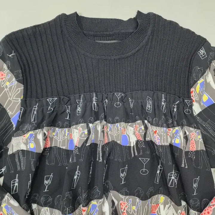 [BUNJANG] Satin Pattern Knit Blouse / (85)샤틴 패턴 니트 블라우스