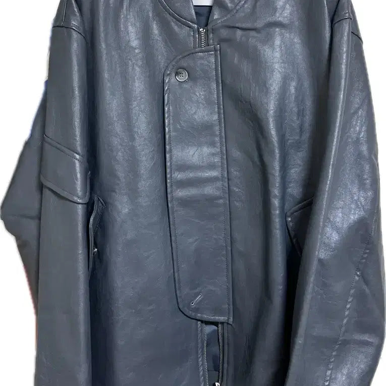 [BUNJANG] Vintage Blue Leather Jacket / (새상품)빈티지 블루 레더 컬러 자켓