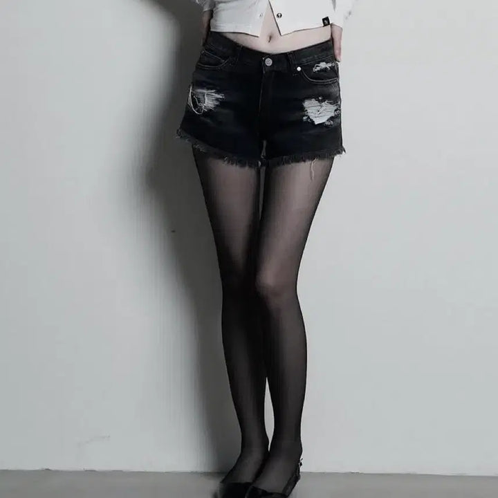 [BUNJANG] Synazine Cat Washing Damage Denim Shorts L / 반택포 시너진 캣워싱 데미지 데님 쇼츠 L