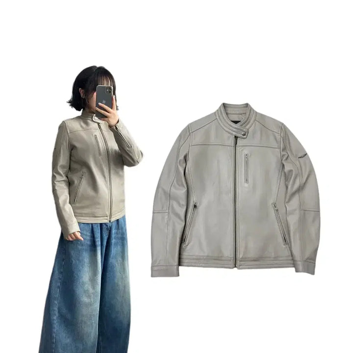 [BUNJANG] Biker Real Leather Lambskin Leather Jacket / 바이커 리얼레더 양가죽 라이더 램스킨 가죽자켓