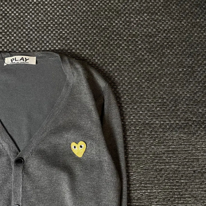 [BUNJANG] Comme des Garcons Gray Gold Emblem Cardigan XL / 꼼데가르송 그레이 골드와펜 가디건 XL
