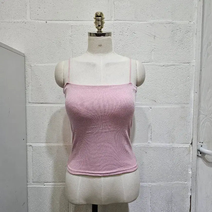[BUNJANG] Pink Ribbed Knit Tank Top / 캡내장 골지 나시- 핑크