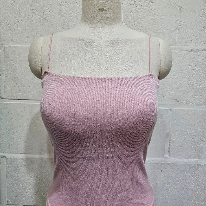 [BUNJANG] Pink Ribbed Knit Tank Top / 캡내장 골지 나시- 핑크