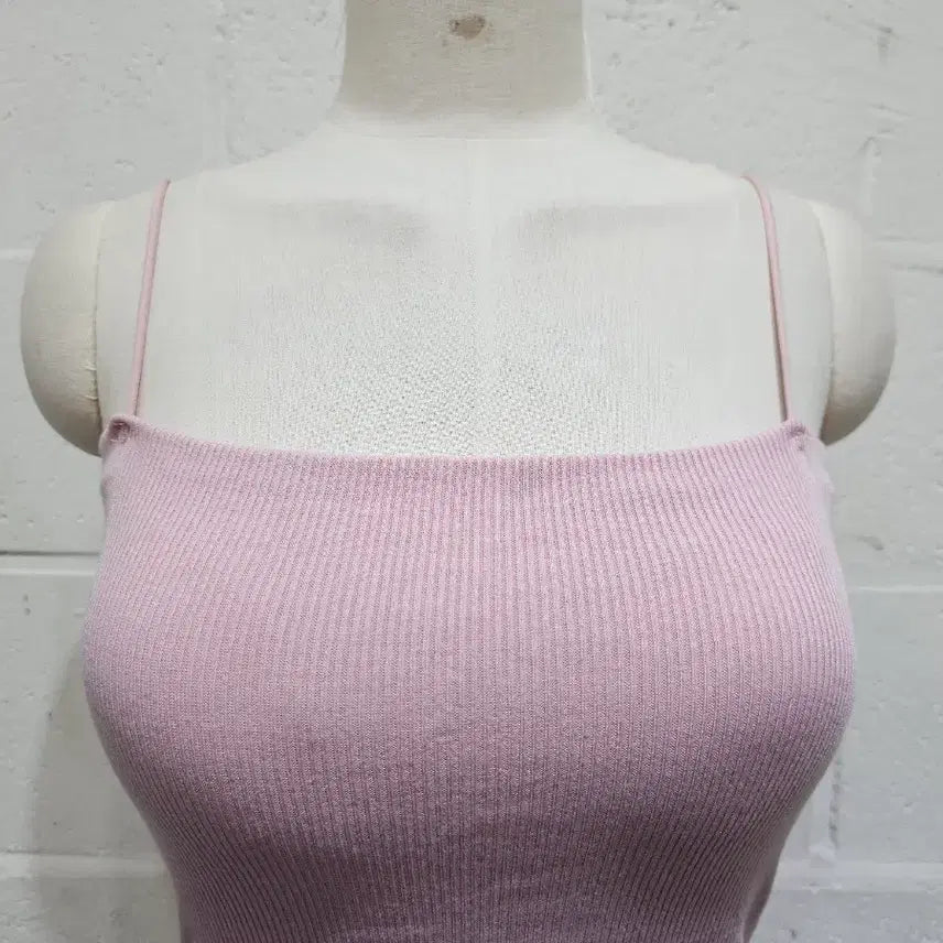 [BUNJANG] Pink Ribbed Knit Tank Top / 캡내장 골지 나시- 핑크