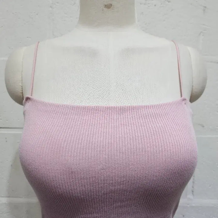[BUNJANG] Pink Ribbed Knit Tank Top / 캡내장 골지 나시- 핑크