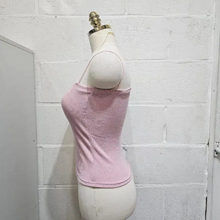 [BUNJANG] Pink Ribbed Knit Tank Top / 캡내장 골지 나시- 핑크