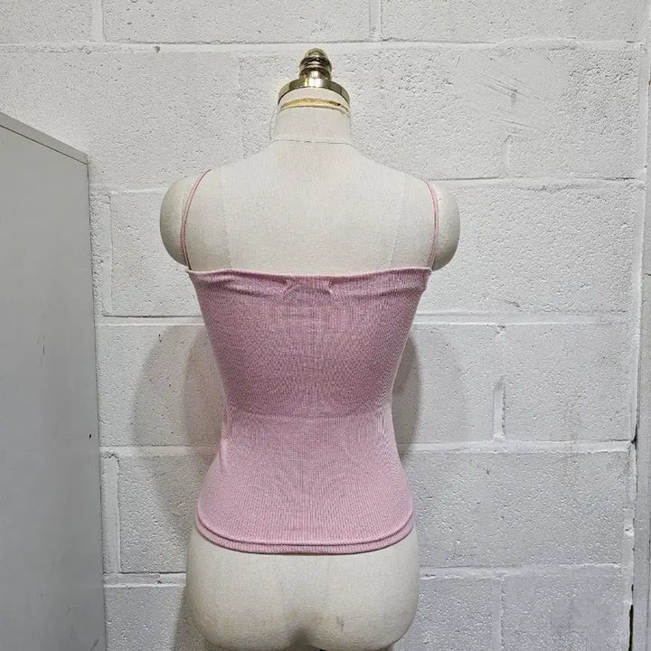 [BUNJANG] Pink Ribbed Knit Tank Top / 캡내장 골지 나시- 핑크