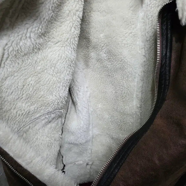 [BUNJANG] Brown Faux Fur Lined Mustang Jacket / 브라운 무스탕 퍼 자켓  /3