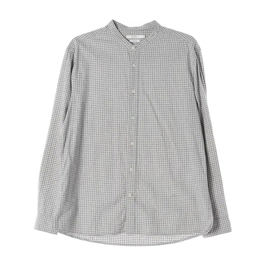 [BUNJANG] Epigram Gingham Check Cotton Henley Shirt Gray / 에피그램 깅엄 체크 코튼 헨리넥 차이나카라 셔츠 그레이