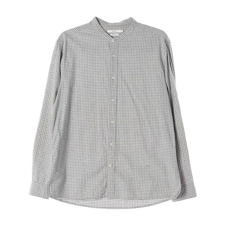 [BUNJANG] Epigram Gingham Check Cotton Henley Shirt Gray / 에피그램 깅엄 체크 코튼 헨리넥 차이나카라 셔츠 그레이