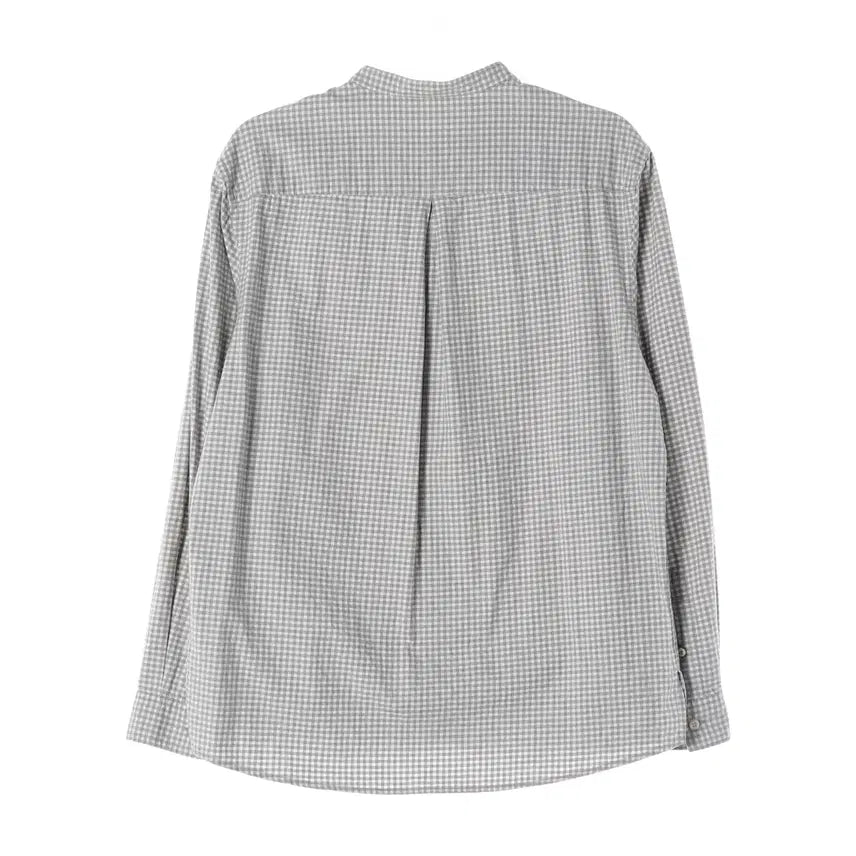 [BUNJANG] Epigram Gingham Check Cotton Henley Shirt Gray / 에피그램 깅엄 체크 코튼 헨리넥 차이나카라 셔츠 그레이