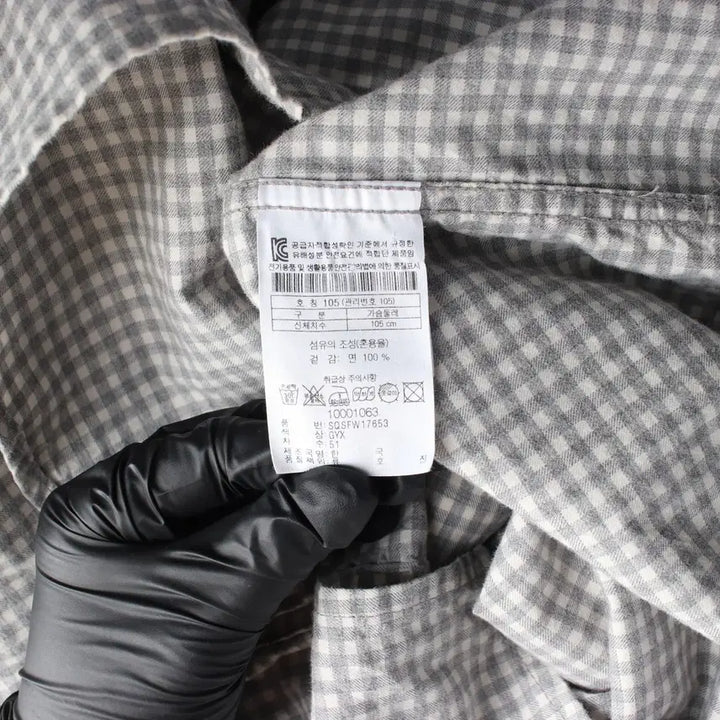 [BUNJANG] Epigram Gingham Check Cotton Henley Shirt Gray / 에피그램 깅엄 체크 코튼 헨리넥 차이나카라 셔츠 그레이