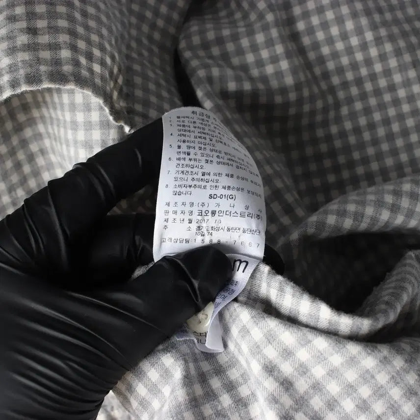 [BUNJANG] Epigram Gingham Check Cotton Henley Shirt Gray / 에피그램 깅엄 체크 코튼 헨리넥 차이나카라 셔츠 그레이
